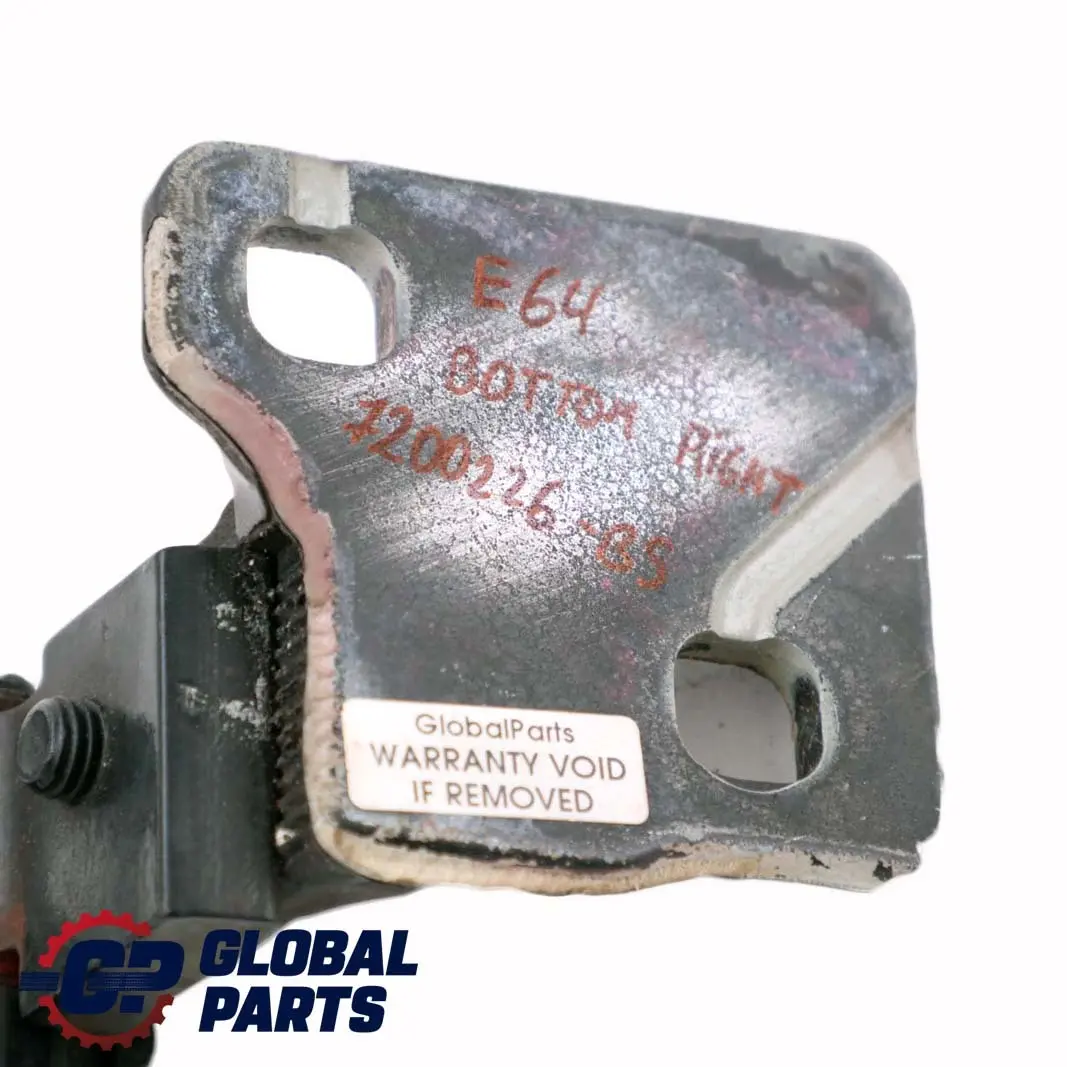 Door Hinge Bottom Lower Right O/S Black Sapphire 7072668 to BMW 6 Series E63 E64 with Part number 7200226 BMW 6 Series E63 E64 Door Hinge Bottom Lower Right O/S Black Sapphire 7072668 - SKU 7200226-BS - Part number 7200226