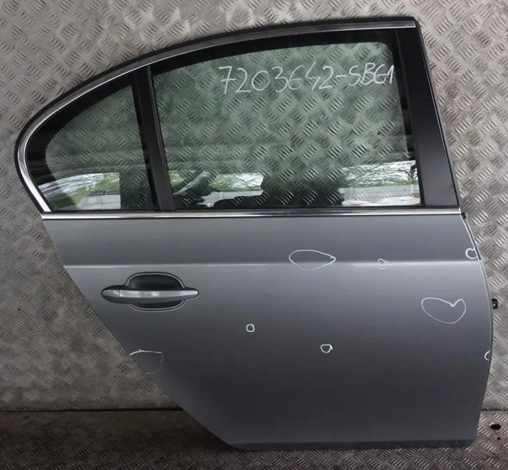 Door Rear Right O/S Silbergrau Silver Grey Metallic - A08 to BMW 5 Series E60 1 with Part number 7202342 BMW 5 Series E60 1 Door Rear Right O/S Silbergrau Silver Grey Metallic - A08 - SKU 7202342-SBG1 - Part number 7202342