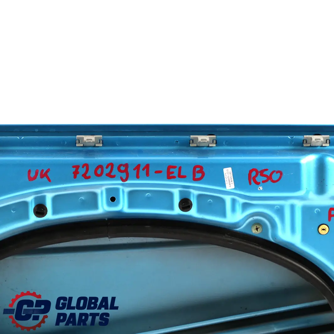 Front Left Door N/S Electric Blue Metallic - 870 to Mini Cooper One 1 R50 R52 R53 with Part number 7202911 Mini Cooper One 1 R50 R52 R53 Front Left Door N/S Electric Blue Metallic - 870 - SKU 7202911-ELB1 - Part number 7202911