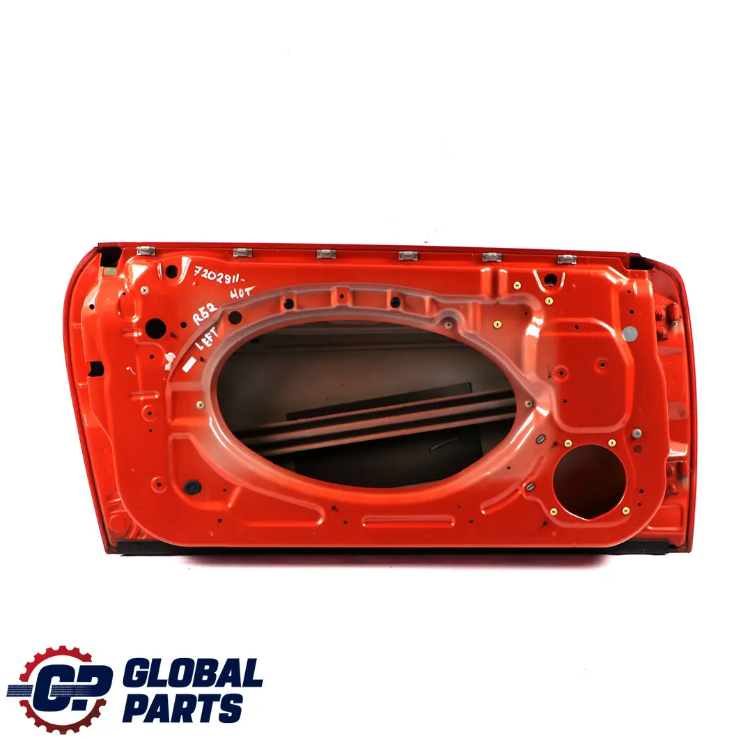 Front Left Door N/S Hot Orange Metallic - A26 to Mini Cooper One R50 R52 R53 with Part number 7202911 Mini Cooper One R50 R52 R53 Front Left Door N/S Hot Orange Metallic - A26 - SKU 7202911-HOT - Part number 7202911
