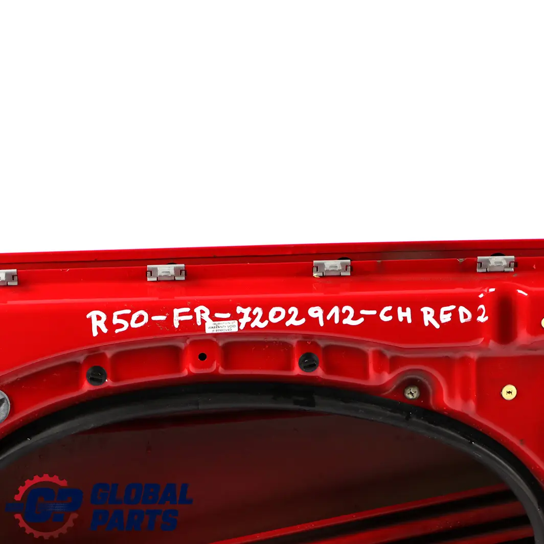 Front Right Door O/S Chili Red - 851 to Mini Cooper One 2 R50 R52 R53 with Part number 7202912 Mini Cooper One 2 R50 R52 R53 Front Right Door O/S Chili Red - 851 - SKU 7202912-CHRED2 - Part number 7202912