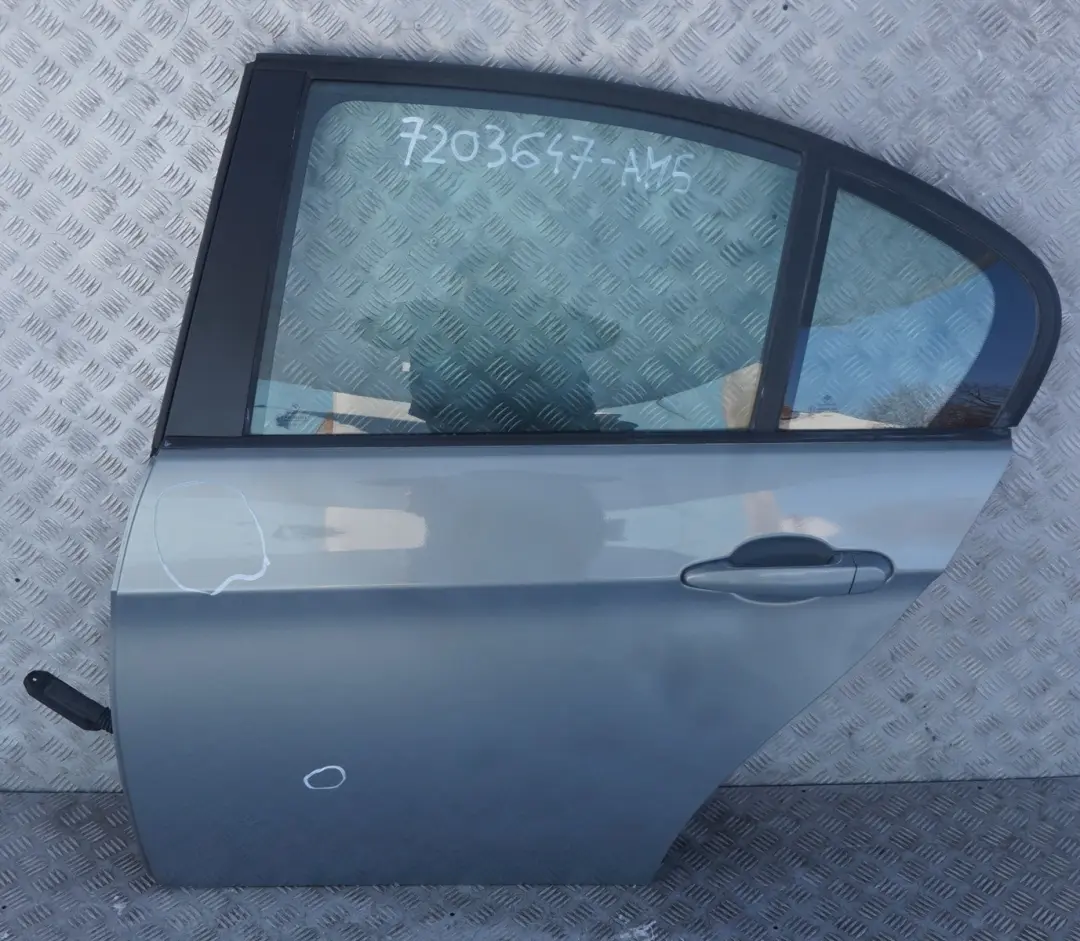 Door Rear Left N/S Arktis Metallic - A34 to BMW 3 SERIES 5 E90 E90N LCI with Part number 7203647 BMW 3 SERIES 5 E90 E90N LCI Door Rear Left N/S Arktis Metallic - A34 - SKU 7203647-AM5 - Part number 7203647