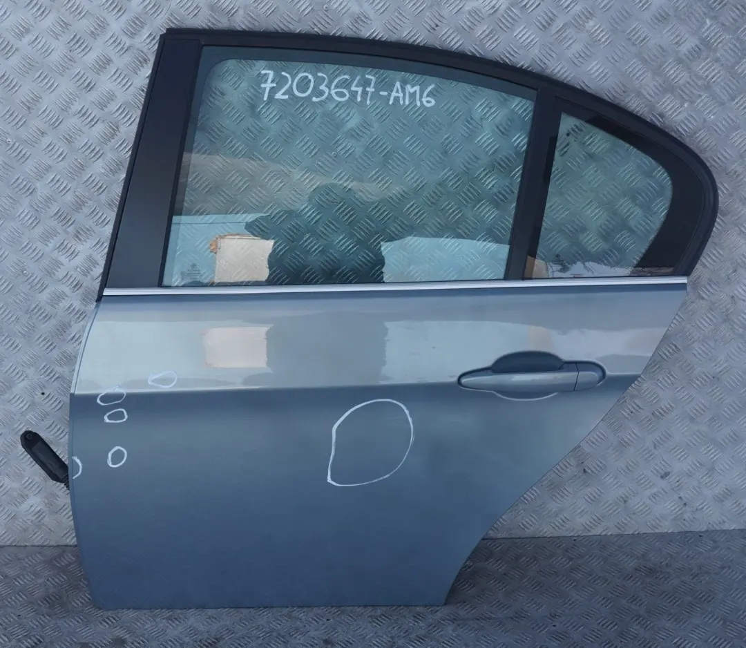 Door Rear Left N/S Arktis Metallic - A34 to BMW 3 SERIES 6 E90 E90N LCI with Part number 7203647 BMW 3 SERIES 6 E90 E90N LCI Door Rear Left N/S Arktis Metallic - A34 - SKU 7203647-AM6 - Part number 7203647