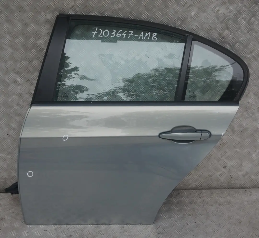 Door Rear Left N/S Arktis Metallic - A34 to BMW 3 SERIES 8 E90 E90N LCI with Part number 7203647 BMW 3 SERIES 8 E90 E90N LCI Door Rear Left N/S Arktis Metallic - A34 - SKU 7203647-AM8 - Part number 7203647
