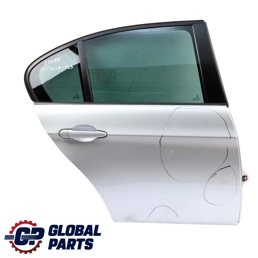 Door Rear Right O/S Titansilber Silver Silber - 354 to BMW 3 Series 3 E90 E90N LCI with Part number 7203648 BMW 3 Series 3 E90 E90N LCI Door Rear Right O/S Titansilber Silver Silber - 354 - SKU 7203648-TS3 - Part number 7203648