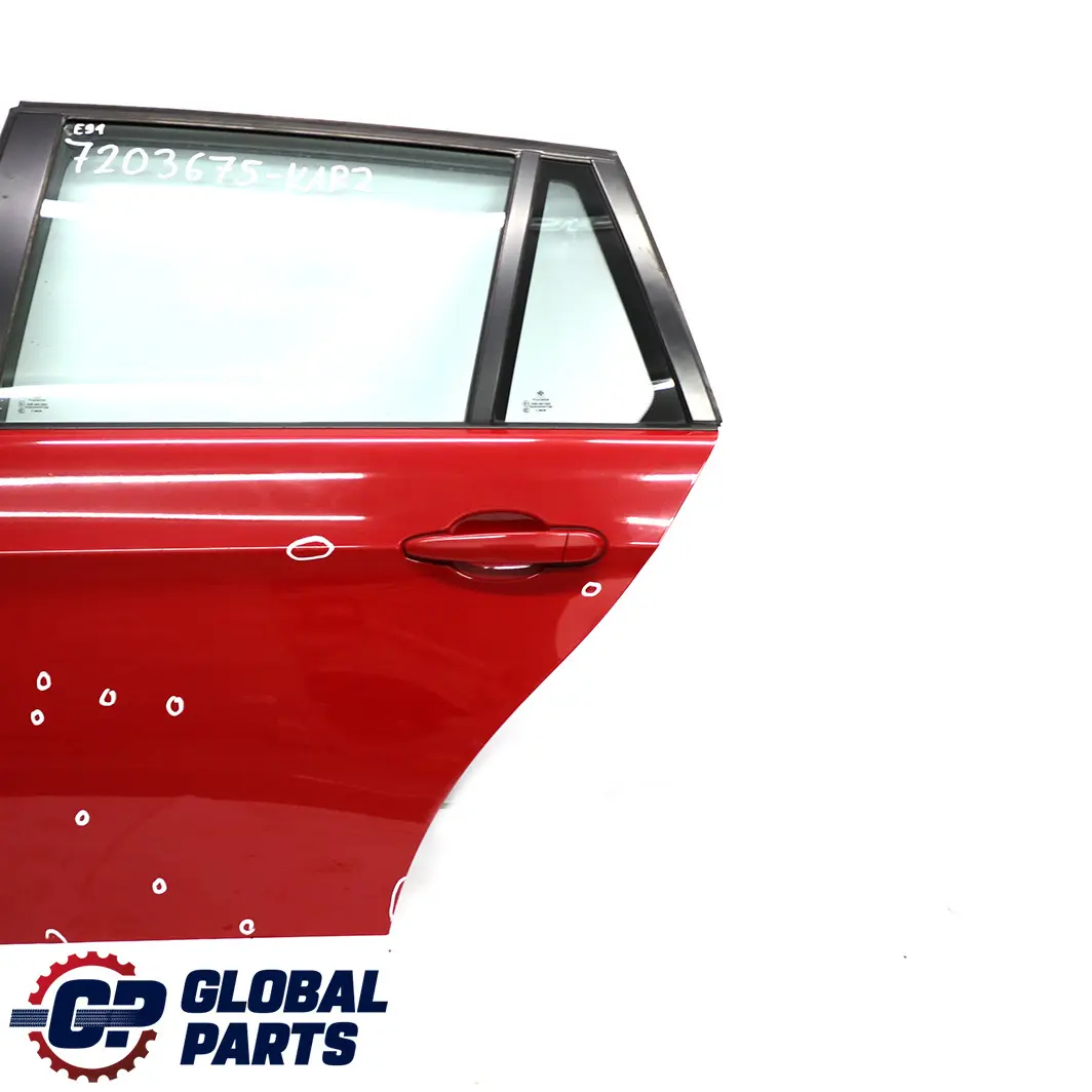 Door Rear Left N/S Karmesinrot Crimson Red - A61 to BMW 3 Series E91 Touring with Part number 7203675 BMW 3 Series E91 Touring Door Rear Left N/S Karmesinrot Crimson Red - A61 - SKU 7203675-KAR2 - Part number 7203675