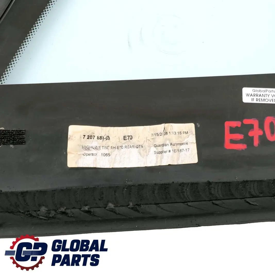 BMW X5 E70 Joint De Vitre Latérale Arrière Droite Vert AS2 - SKU 7207882 - Numéro de pièce 7207882