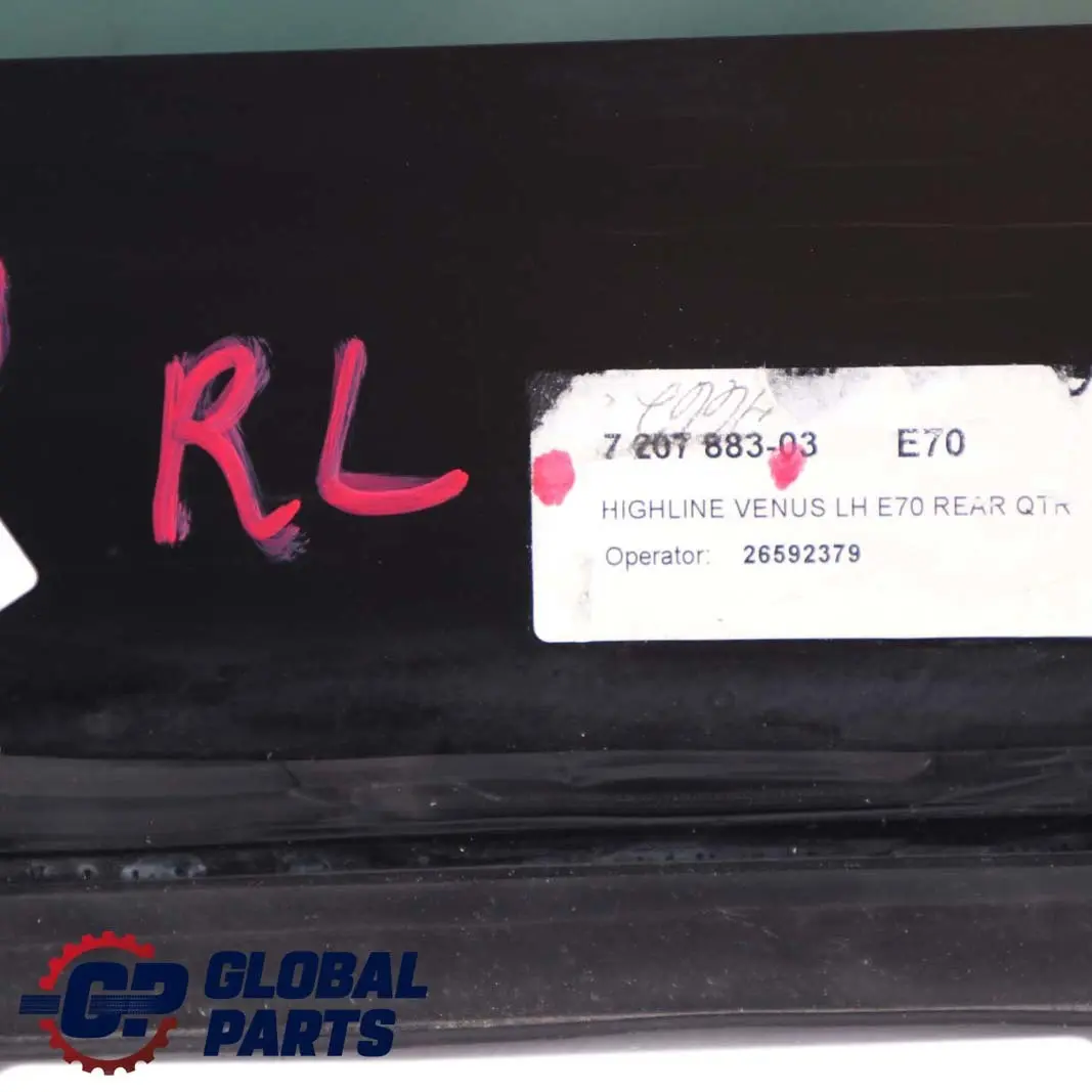 BMW X5 Series E70 Joint noir vitre fenetre laterale arriere gauche AS3 - SKU 7207885-1 - Numéro de pièce 7207883