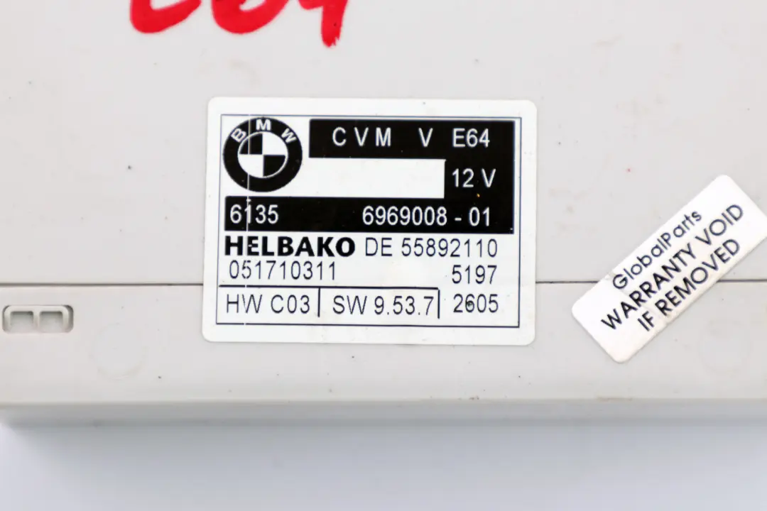 BMW E64 E64N Cabrio Moduł Sterownik Dachu Składanego 6969008 - SKU 7209145 - Numer Części 7209145
