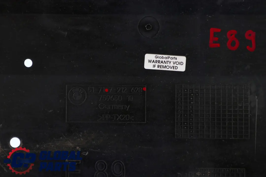 BMW Z4 E89 Roadster Convertible Placa Cubrecanales Bajo Suelo - SKU 7212628 - Número de pieza 7212628