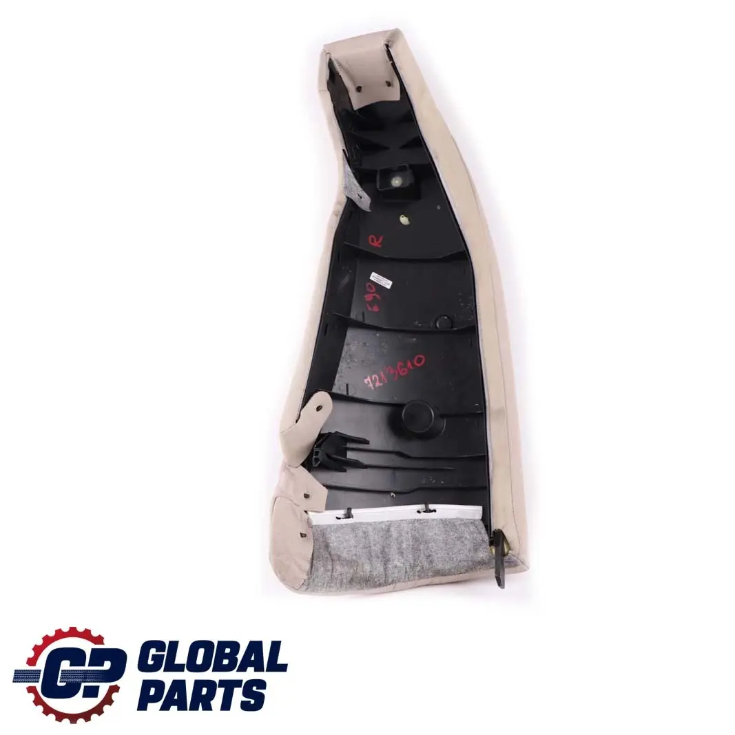Lateral Recubrimiento Panel Trasero Derecho Asiento Cuero Oyster para BMW E90 LCI con número de pieza 7213610 BMW E90 LCI Lateral Recubrimiento Panel Trasero Derecho Asiento Cuero Oyster - SKU 7213610 - Número de pieza 7213610