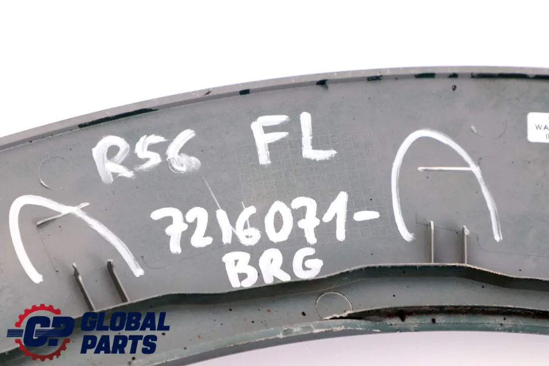 Arch Front Left N/S British Racing Green to Mini Cooper R56 R57 LCI Cover Wheel with Part number 7216071 Mini Cooper R56 R57 LCI Cover Wheel Arch Front Left N/S British Racing Green - SKU 7216071-BRG - Part number 7216071