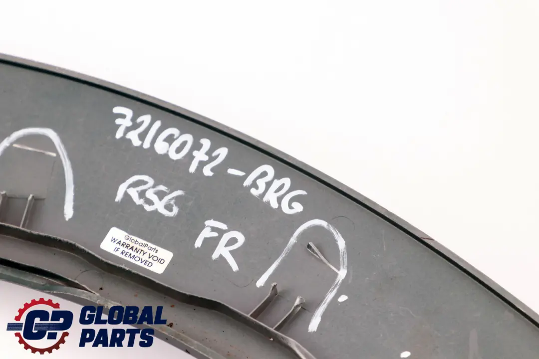 Arch Front Right O/S British Racing Green to Mini Cooper R56 R57 Cover Wheel with Part number 7216072 Mini Cooper R56 R57 Cover Wheel Arch Front Right O/S British Racing Green - SKU 7216072-BRG - Part number 7216072