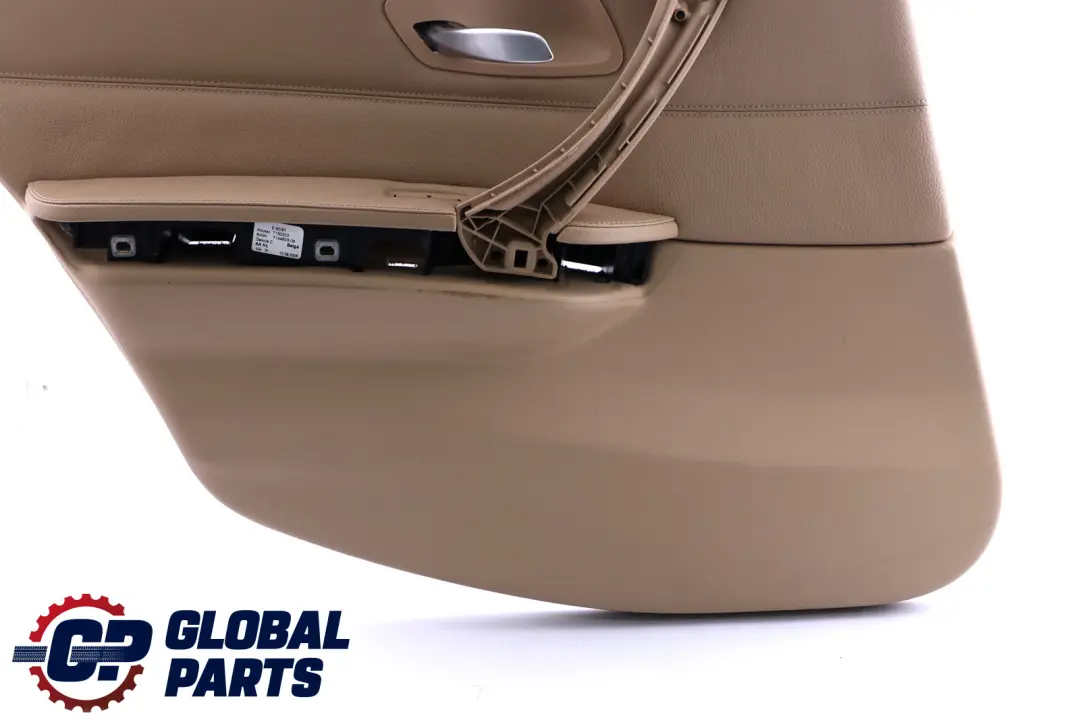 Left N/S Door Card Lining Beige Leather Trim Panel to BMW 3 Series E90 Rear with Part number 7217583 BMW 3 Series E90 Rear Left N/S Door Card Lining Beige Leather Trim Panel - SKU 7217583 - Part number 7217583