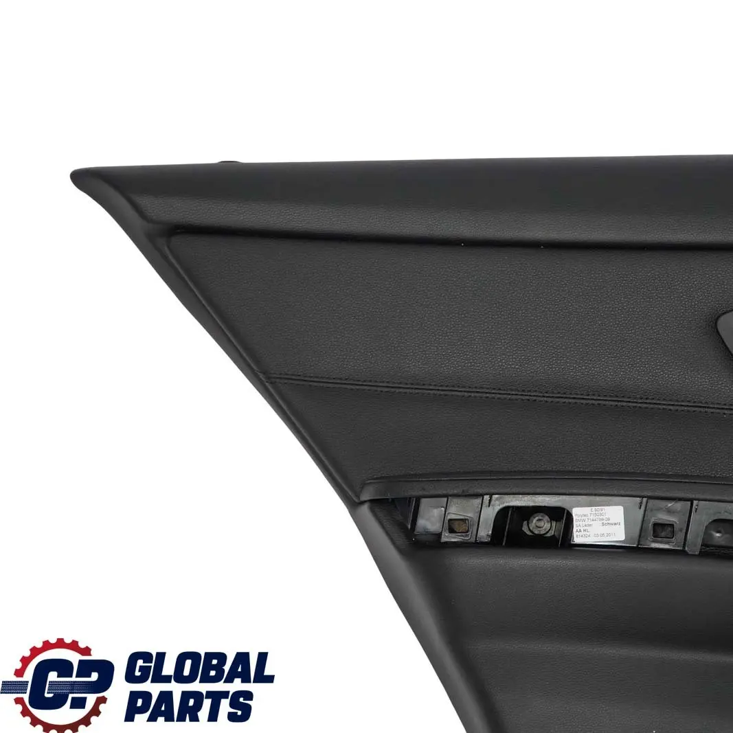 Left N/S Door Card Leather Lining Trim Panel Black to BMW 3 Series E90 E91 Rear with Part number 7217611 BMW 3 Series E90 E91 Rear Left N/S Door Card Leather Lining Trim Panel Black - SKU 7217611 - Part number 7217611