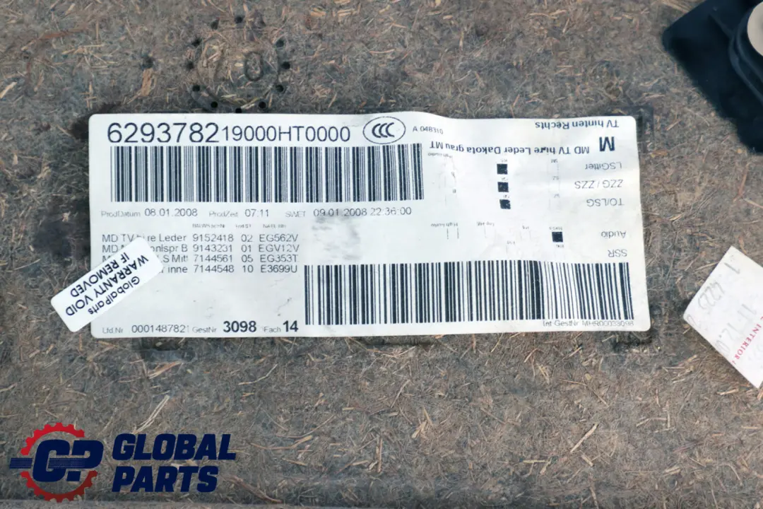 Right O/S Door Card Lining Panel Grey Leather to BMW 3 Series E90 E91 Rear with Part number 7217614 BMW 3 Series E90 E91 Rear Right O/S Door Card Lining Panel Grey Leather - SKU 7217614-1 - Part number 7217614