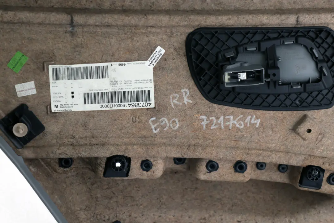 BMW 3 er E90 E90N E91 E91N LCi Türverkleidung Leder hinten rechts GRAU - SKU 7217614 - Teilenummer 51427217614