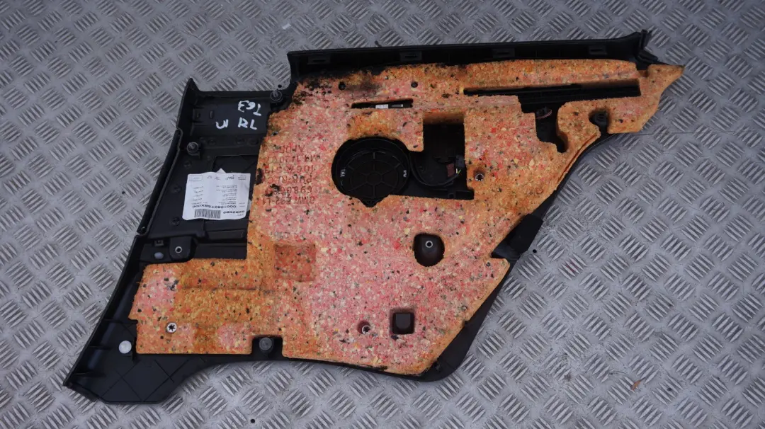 Left N/S Lateral Trim Panel Lining Black Leather to BMW 3 Series E92 Rear with Part number 7218807 BMW 3 Series E92 Rear Left N/S Lateral Trim Panel Lining Black Leather - SKU 7218807 - Part number 7218807