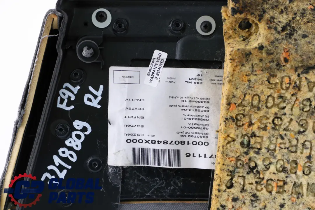 Left N/S Lateral Trim Panel Lining Grey Leather to BMW 3 Series E92 Coupe Rear with Part number 7218809 BMW 3 Series E92 Coupe Rear Left N/S Lateral Trim Panel Lining Grey Leather - SKU 7218809 - Part number 7218809