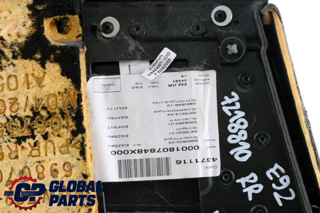 Right O/S Lateral Trim Panel Lining Grey Leather to BMW 3 Series E92 Coupe Rear with Part number 7218810 BMW 3 Series E92 Coupe Rear Right O/S Lateral Trim Panel Lining Grey Leather - SKU 7218810 - Part number 7218810