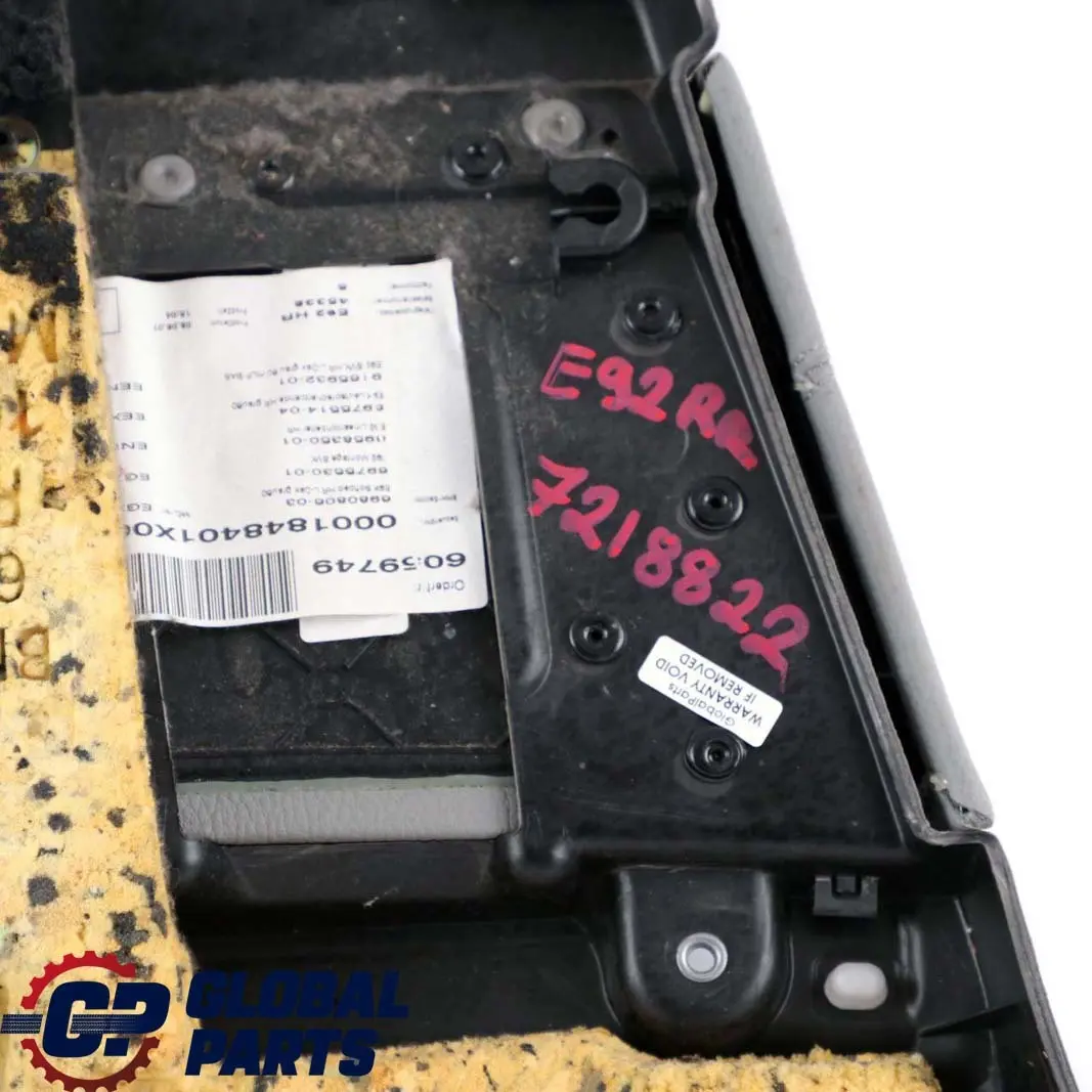 Right O/S Lateral Cover Trim Panel Lining Grey Leather to BMW 3 Series E92 Rear with Part number 7218822 BMW 3 Series E92 Rear Right O/S Lateral Cover Trim Panel Lining Grey Leather - SKU 7218822 - Part number 7218822