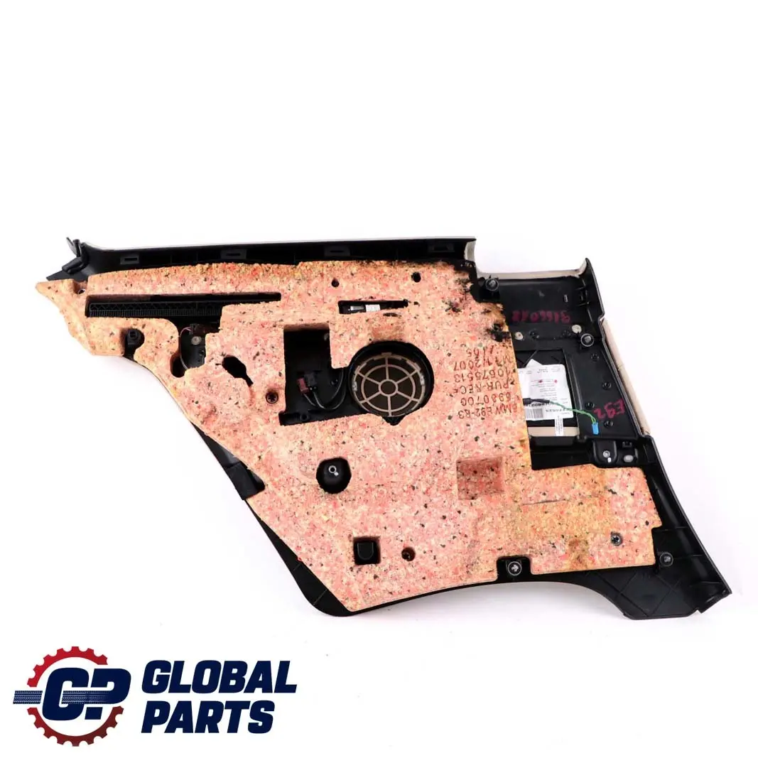 Right O/S Lateral Trim Panel Lining Cream Beige Leather to BMW 3 Series E92 Rear with Part number 7218824 BMW 3 Series E92 Rear Right O/S Lateral Trim Panel Lining Cream Beige Leather - SKU 7218824 - Part number 7218824