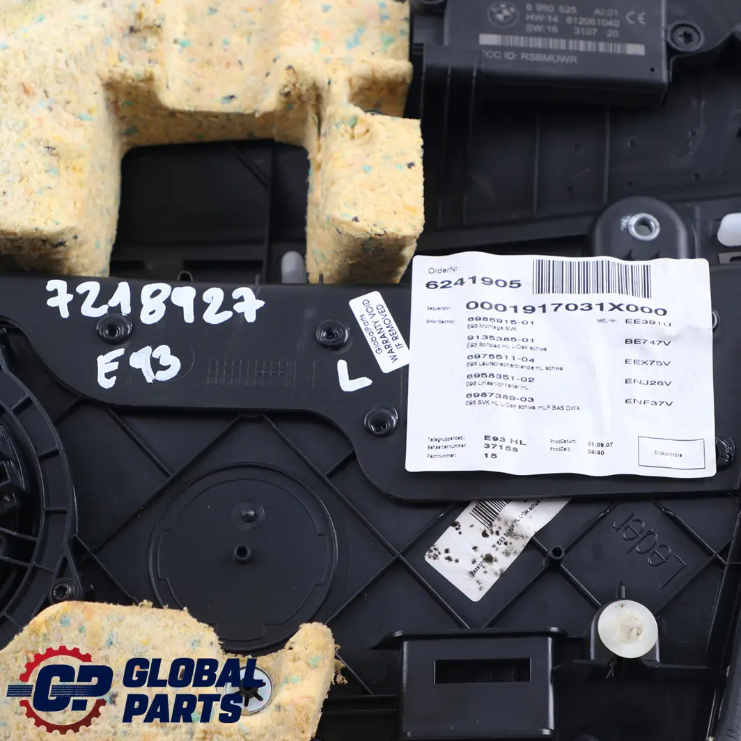 Left N/S Lateral Trim Panel Lining Black Leather Dakota to BMW 3 E93 Cabrio Rear with Part number 7218927 BMW 3 E93 Cabrio Rear Left N/S Lateral Trim Panel Lining Black Leather Dakota - SKU 7218927 - Part number 7218927