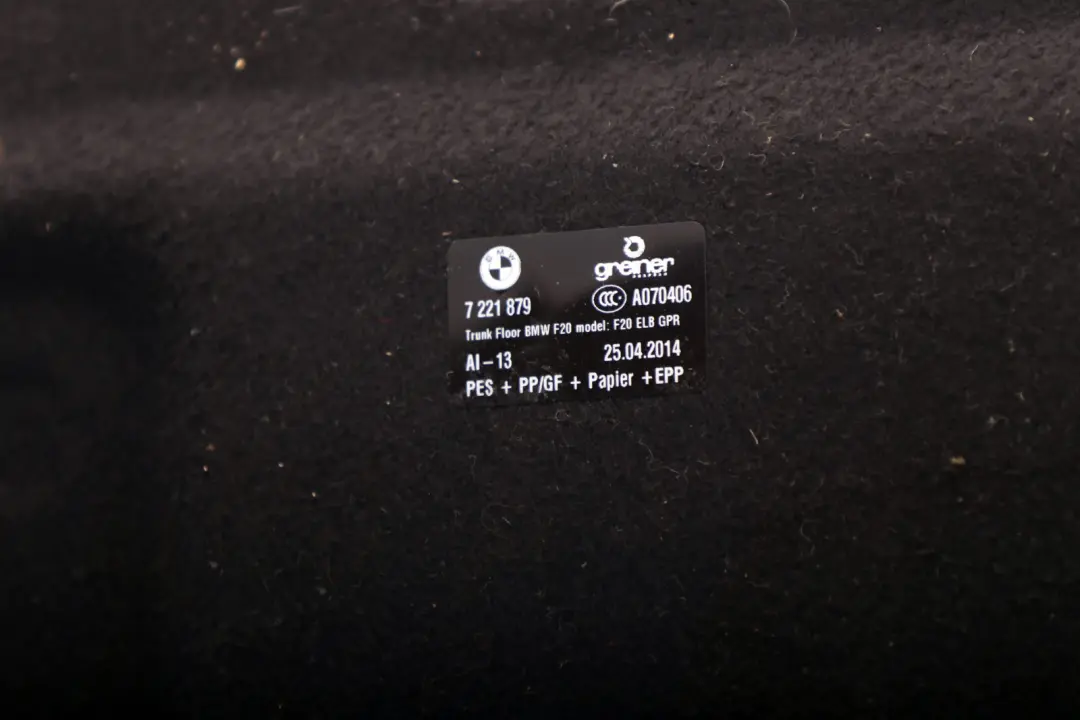 BMW F20 F21 Wykładzina Dywan Podłoga Bagażnika Tył - SKU 7221879 - Numer Części 7221879