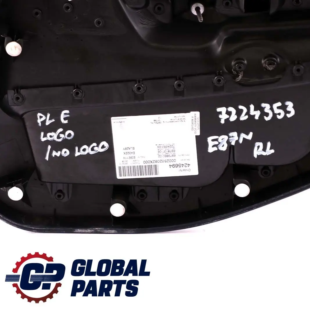 BMW 1 Series E87 LCI Rear Left N/S Door Card Lining Panel Leather Boston Black - SKU 7224353 - Part number 7224353