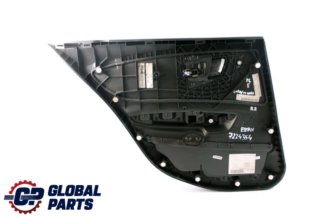 Right O/S Door Card Trim Panel Black Leather to BMW E87 LCI Rear with Part number 7224354 BMW E87 LCI Rear Right O/S Door Card Trim Panel Black Leather - SKU 7224354 - Part number 7224354