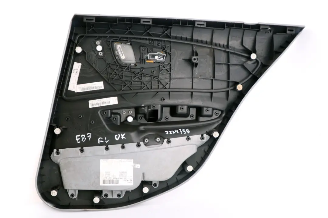 Left N/S Door Card Trim Panel Grey Leather to BMW 1 Series E87 LCI Rear with Part number 7224355 BMW 1 Series E87 LCI Rear Left N/S Door Card Trim Panel Grey Leather - SKU 7224355 - Part number 7224355