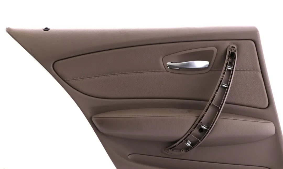 Left N/S Door Card Trim Panel Beige Leather to BMW 1 Series E87 LCI Rear with Part number 7224357 BMW 1 Series E87 LCI Rear Left N/S Door Card Trim Panel Beige Leather - SKU 7224357 - Part number 7224357