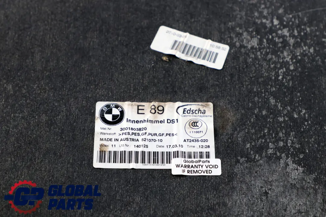 Podsufitka Osłona Tapicerka Dachu Oyster do BMW Z4 E89 Roadster o numerze 7229321 BMW Z4 E89 Roadster Podsufitka Osłona Tapicerka Dachu Oyster - SKU 7229321 - Numer Części 7229321