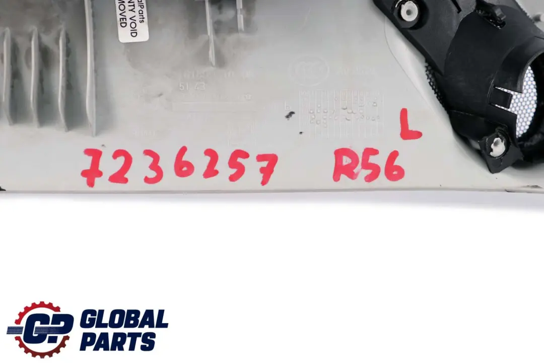 Column A Left Hellgrau Grey Harman Kardon 2751793 to BMW Mini R55 R56 LCI Cover with Part number 2756767 BMW Mini R55 R56 LCI Cover Column A Left Hellgrau Grey Harman Kardon 2751793 - SKU 7236257 - Part number 2756767