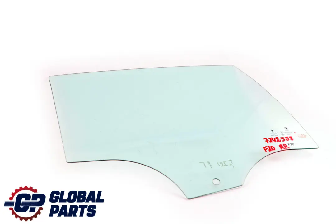 Vetro del finestrino della porta posteriore destra verde AS2 per BMW F20 con numero di parte 51357242558 BMW F20 Vetro del finestrino della porta posteriore destra verde AS2 - SKU 7242558 - Numero di parte 51357242558