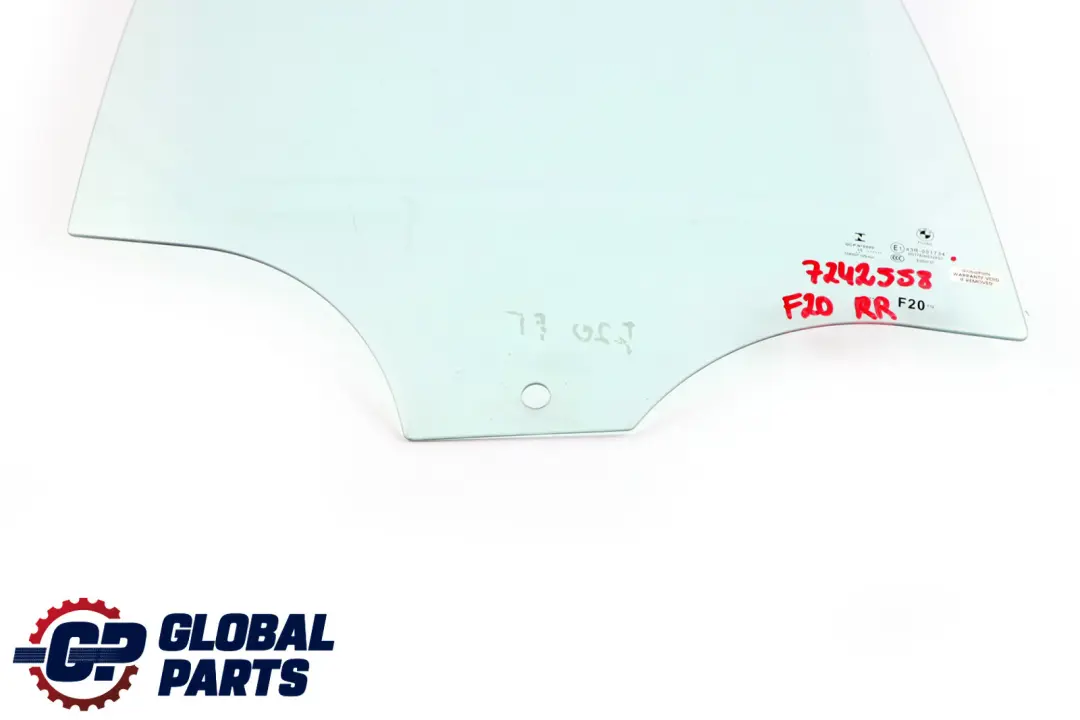 BMW 1 F20 LCI Türscheibe hinten rechts Verglasung grün Glas - SKU 7242558 - Teilenummer 51357242558