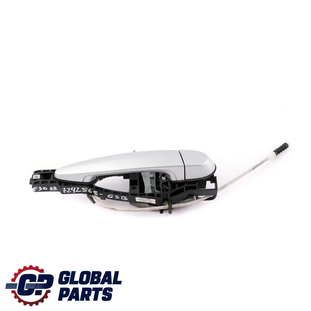 BMW 3 F30 F31 Rear Right Outside Door Grab Handle O/S Glacier Silber A83 Silver - SKU 7242568-GSB - Part number 7242568