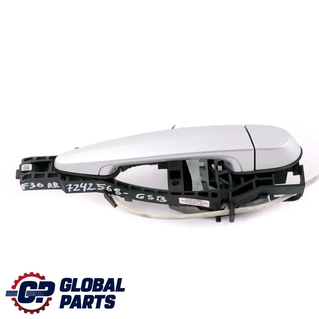 Right Outside Door Grab Handle O/S Glacier Silber A83 Silver to BMW 3 F30 F31 Rear with Part number 7242568 BMW 3 F30 F31 Rear Right Outside Door Grab Handle O/S Glacier Silber A83 Silver - SKU 7242568-GSB - Part number 7242568