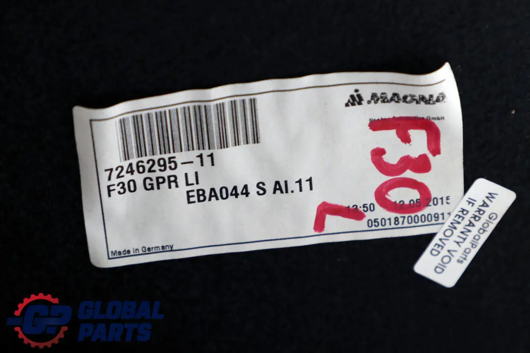BMW F30 F80 M3 Left Floor Panel Carpet Trunk Boot Trim Panel - SKU 7246295 - Número de pieza 7246295