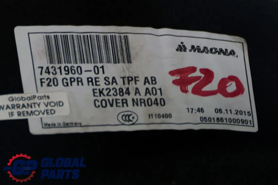 Rivestimento Portabagagli Destro Nero 7431960 BMW F20 F21 LCI - SKU 7249620 - Numero di parte 7249620