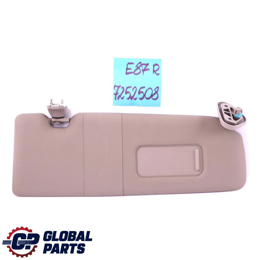 Front Right Sun Visor Mirror O/S Beige to BMW E81 E82 E87 LCI with Part number 7252508 BMW E81 E82 E87 LCI Front Right Sun Visor Mirror O/S Beige - SKU 7252508 - Part number 7252508