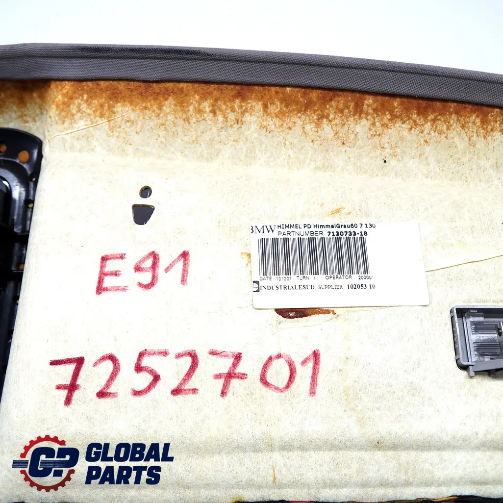 Genuine BMW 3 Series E91 Headlining Moulded Roof Lining Panorama Grau Grey to with Part number 7252701 Genuine BMW 3 Series E91 Headlining Moulded Roof Lining Panorama Grau Grey - SKU 7252701 - Part number 7252701