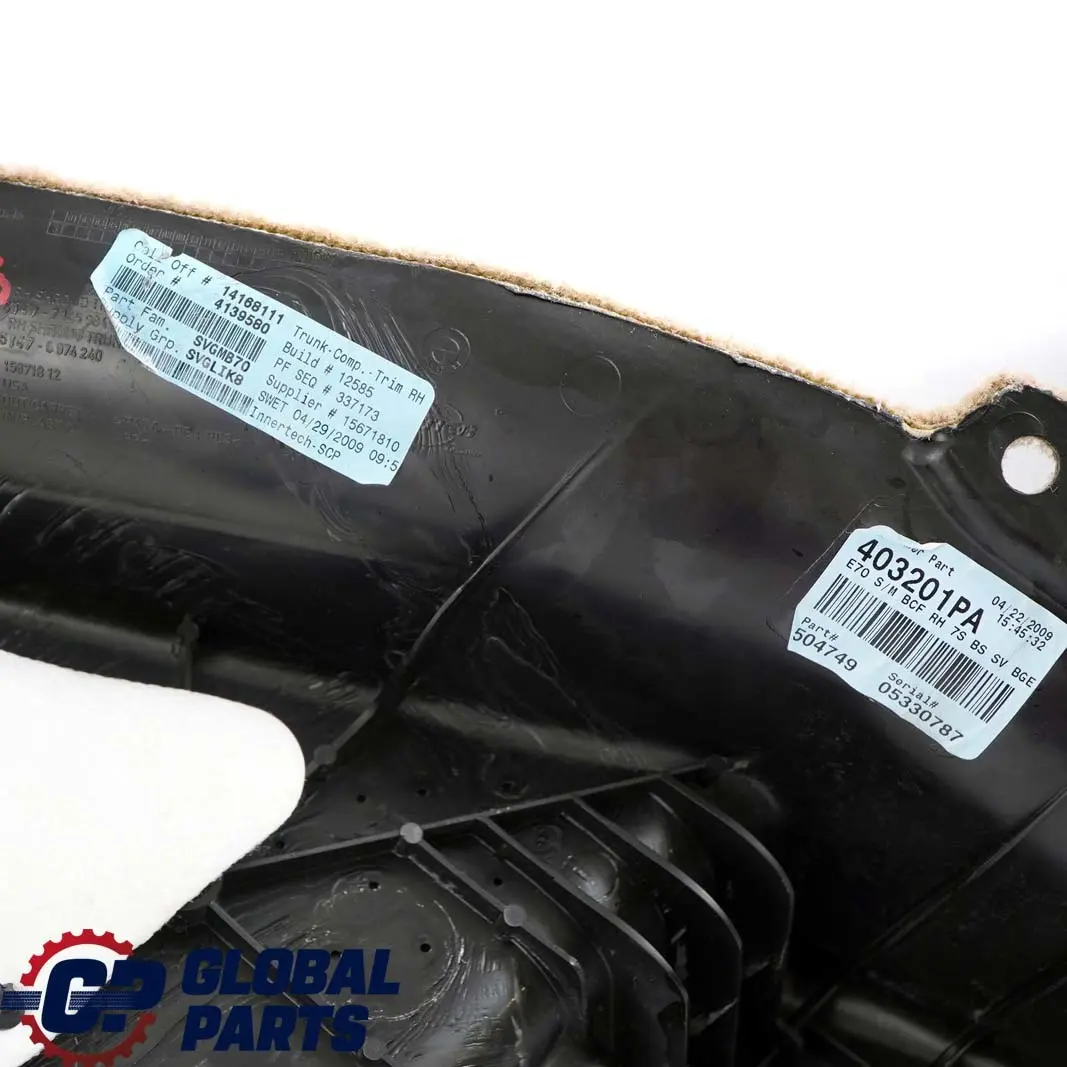 Verkleidung Gepäckraum Links Beige für BMW X5 er E70 mit Teilenummer 7253980 BMW X5 er E70 Verkleidung Gepäckraum Links Beige - SKU 7253980 - Teilenummer 7253980