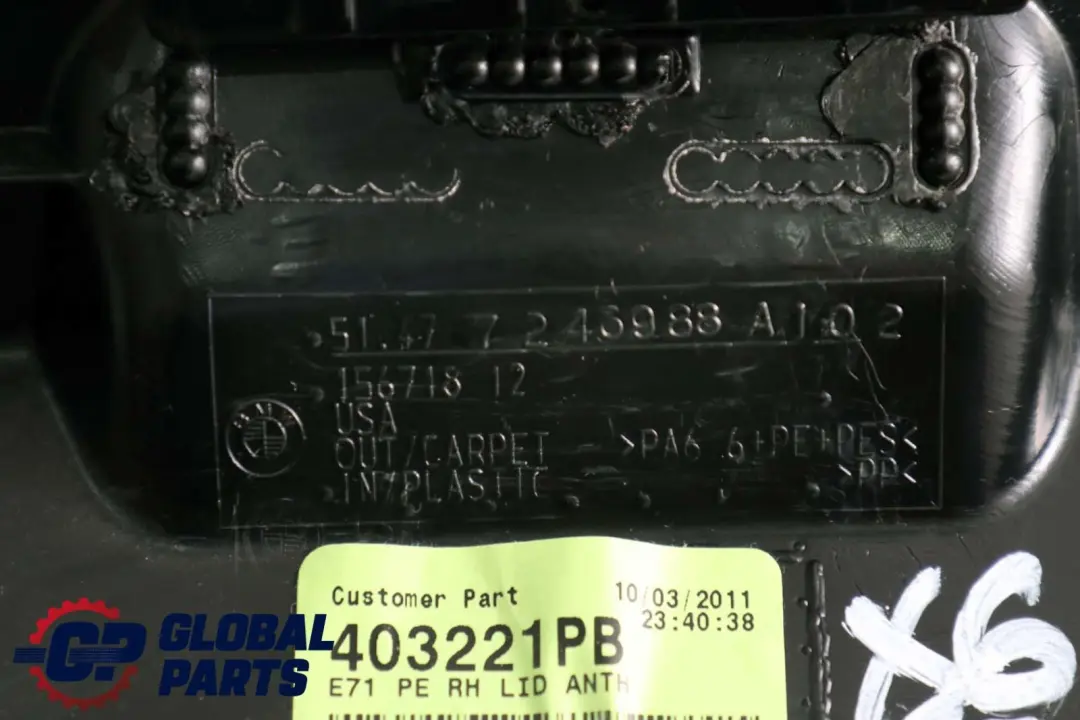BMW X6 E71 Prawa Tylna Część Boczka Bagażnika Czarny - SKU 7254038 - Numer Części 7246988