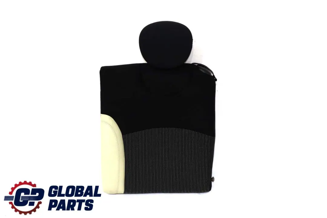 BMW Mini R57 Cabrio Rear Left Seat N/S Half Leather Backrest Black Cream White - SKU 7255385 - Part number 7255385