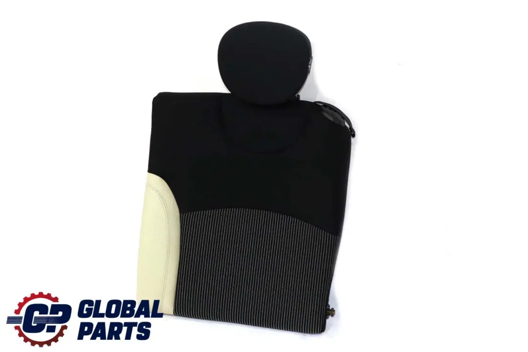 Left Seat N/S Half Leather Backrest Black Cream White to BMW Mini R57 Cabrio Rear with Part number 7255385 BMW Mini R57 Cabrio Rear Left Seat N/S Half Leather Backrest Black Cream White - SKU 7255385 - Part number 7255385