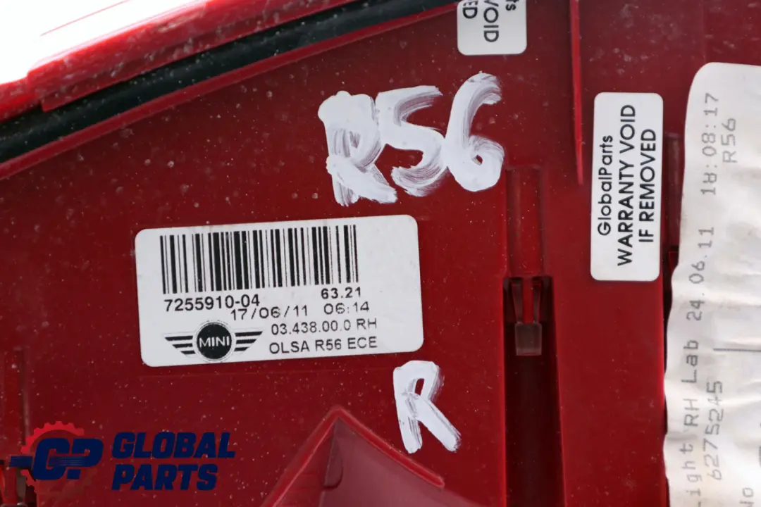 Mini Cooper One R56 R57 LCI Rear Tail Light Lamp Right O/S - SKU 7255910 - Part number 7255910