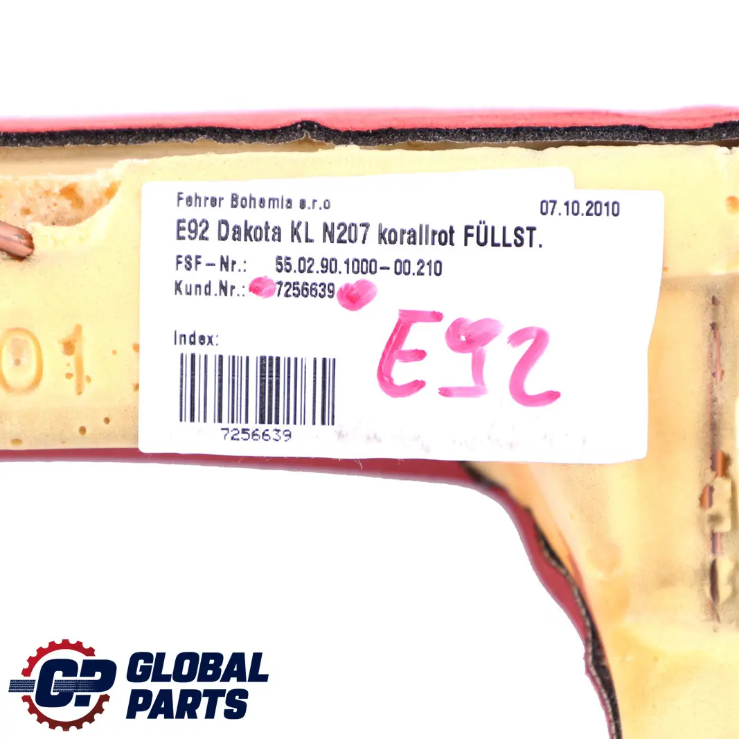 Interno Sedile Posteriore Imbottitura Rivestimento Pelle Rossa Dakota per BMW E92 con numero di parte 7256639 BMW E92 Interno Sedile Posteriore Imbottitura Rivestimento Pelle Rossa Dakota - SKU 7256639 - Numero di parte 7256639