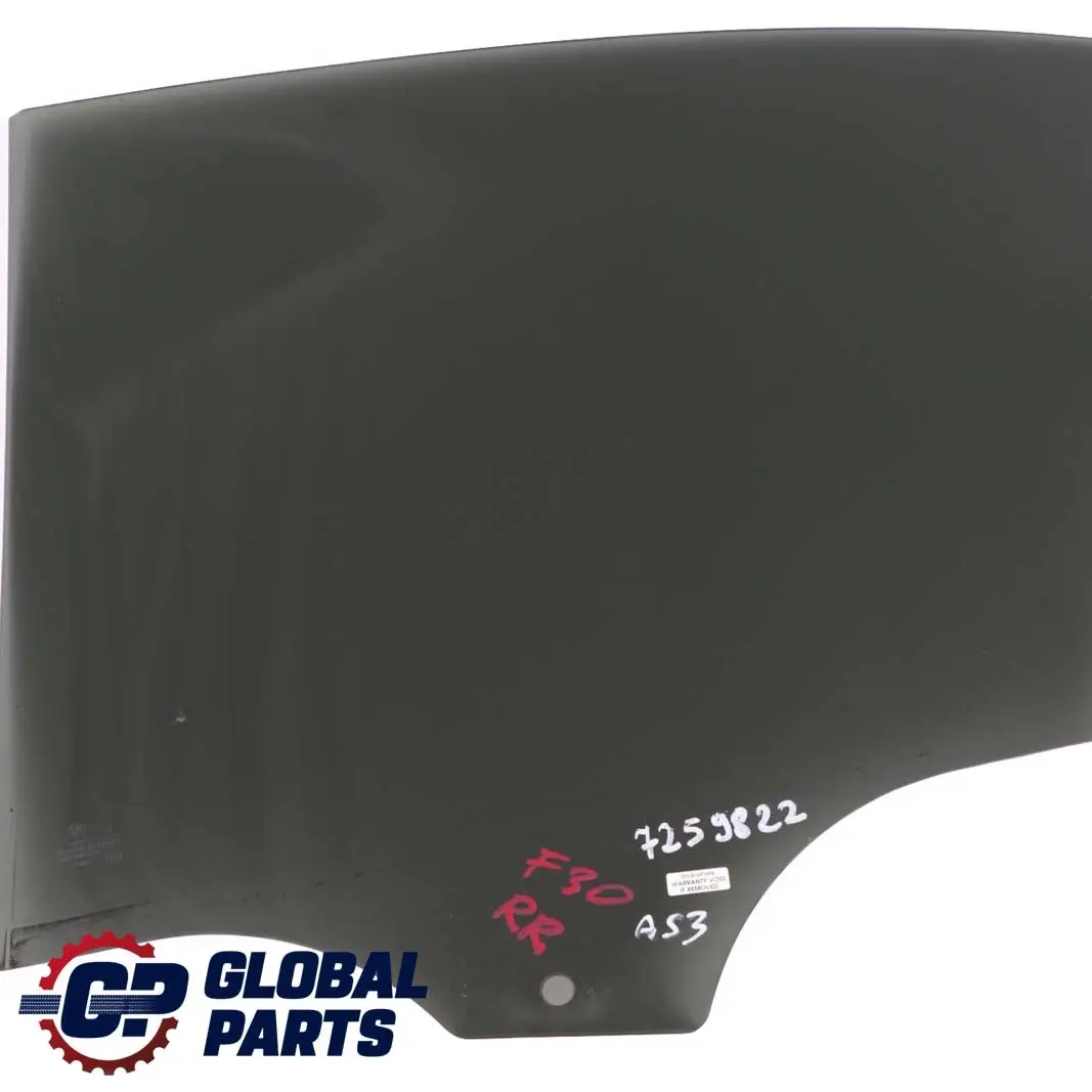 Puerta Ventana Vidrio Tintado AS3 Trasero Derecho para BMW F30 F80 M3 con número de pieza 7259822 BMW F30 F80 M3 Puerta Ventana Vidrio Tintado AS3 Trasero Derecho - SKU 7259822 - Número de pieza 7259822
