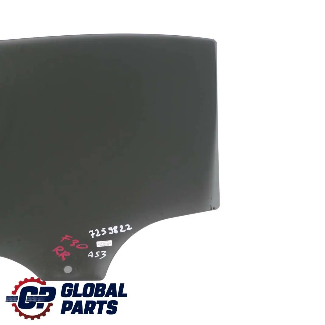 Puerta Ventana Vidrio Tintado AS3 Trasero Derecho para BMW F30 F80 M3 con número de pieza 7259822 BMW F30 F80 M3 Puerta Ventana Vidrio Tintado AS3 Trasero Derecho - SKU 7259822 - Número de pieza 7259822